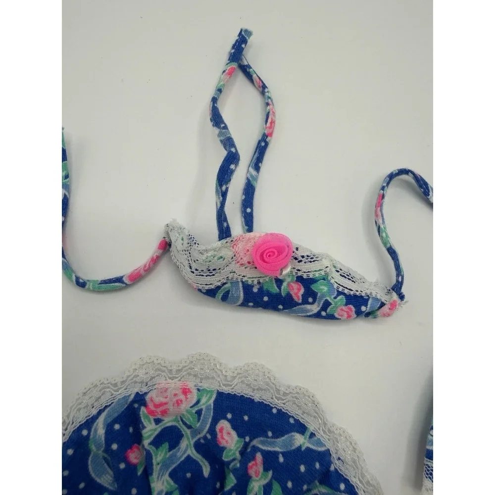 Small Doll Clothes Lot Blue White Lace Floral‎ Dress Clothing